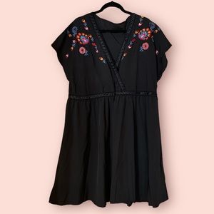 Shein curve black embroidered dress